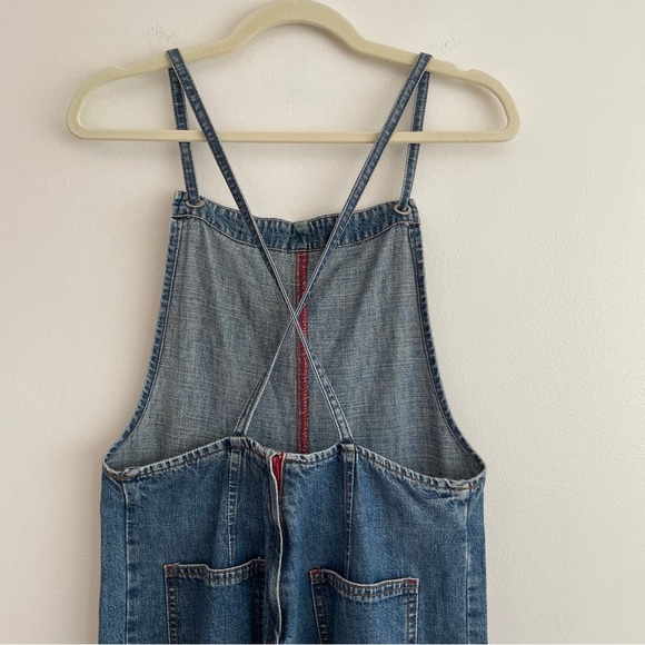 Vintage 90s y2k overalls denim jean straight leg square neck utility cargo small - Picture 10 of 16